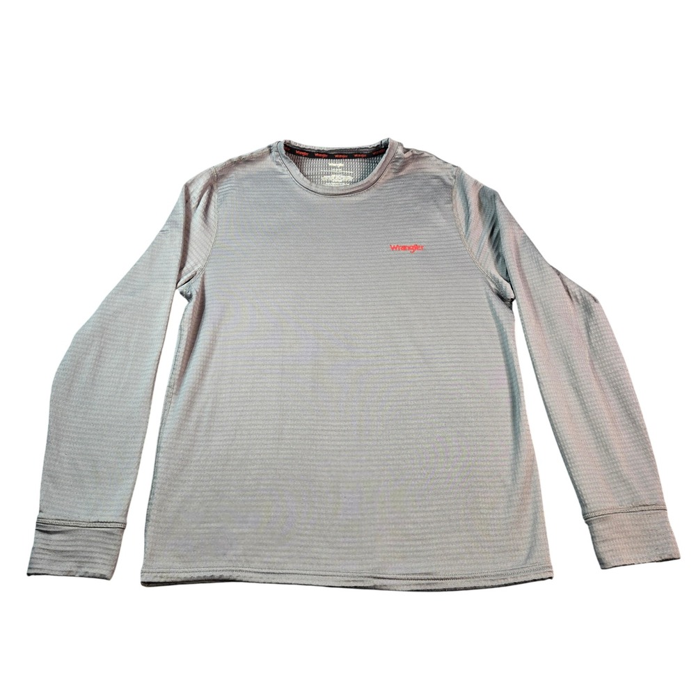 Wrangler Men's Gray Long Sleeve Waffle Knit Performance Shirt Thumbholes Size L